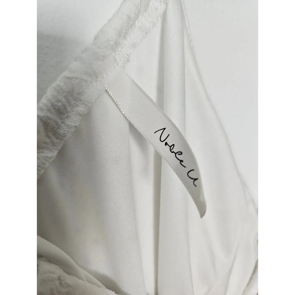 Cottagecore Noble U Eyelet Sun Dress Womens Small White Cutout Mini Boho Strappy